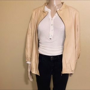 Tory Burch Leather Jacket Sandy Beige Gemma Coat